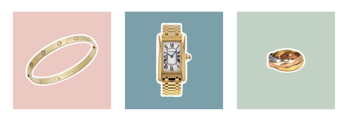 Bracelet love de Cartier en or et montre en or